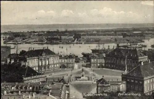 Ak København Kopenhagen Dänemark, Vorderseite: Schwarz-weiß Foto von  Amalienborg
