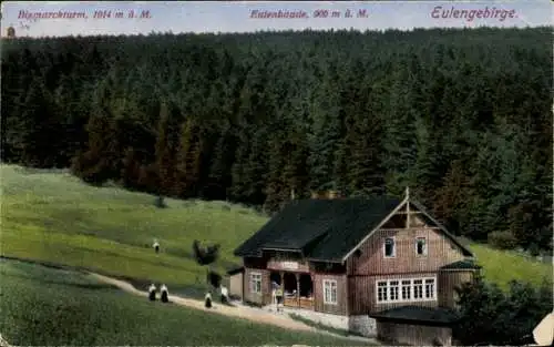 Ak Pieszyce Peterswaldau Schlesien, Eulenbaude, Bismarckturm