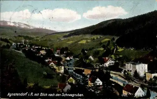 Ak Jagniątków Agnetendorf Hirschberg Riesengebirge Schlesien, Teilansicht, Schneegruben