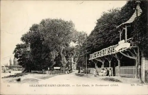 Ak Villeneuve Saint Georges Val de Marne, Les Quais, Le Restaurant Giblet