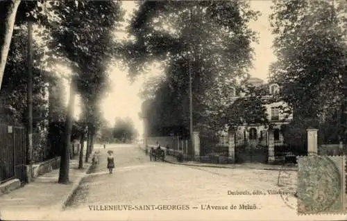 Ak Villeneuve Saint Georges Val de Marne, L'Avenue de Melun