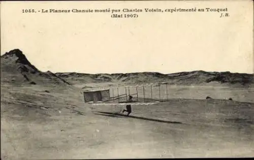 CPA Le Planeur Chanute monté par Charles Voisin, expérimenté au Touquet 1907