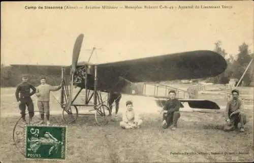 Ak Camp de Sissonne, Aisne, Aviation Militaire, Monoplan Bleriot