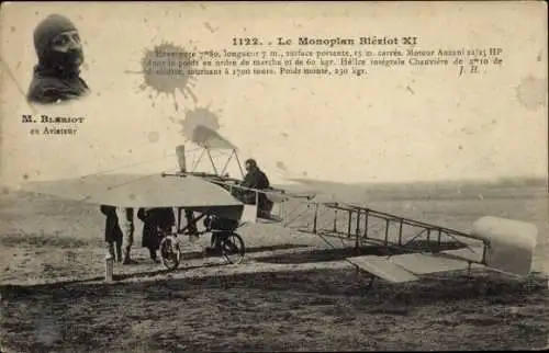 Ak Monoplan Blériot 11, Flugpionier