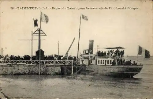 Ak Paimboeuf Loire Atlantique, Bateau, Hafen, Abfahrt, Paimboeuf nach Donges
