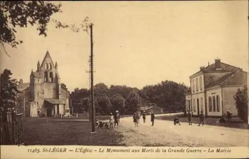 Ak St-Leger Gironde, Kirche, Monument aux Morts de la Grande Guerre, La Mairie
