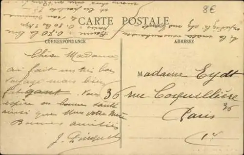 Ak Bellegarde Loiret, Panorama einer Straße, Häuser, Bäume, Pferd mit Wagen