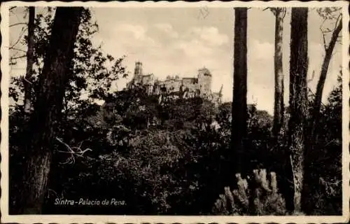 Ak Sintra Cintra Portugal, Palácio da Pena, beeindruckendes Schloss, von Bäumen umgeben, historis