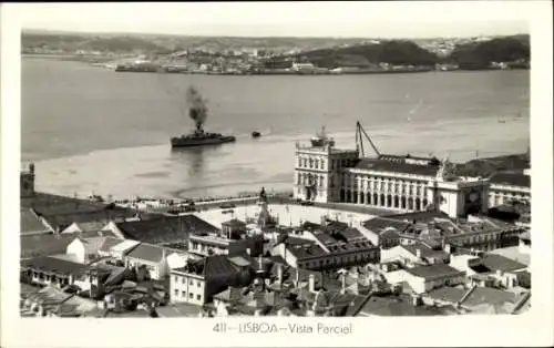 Ak Lisboa Lissabon Portugal,  teilansicht mit Hafen, Schiff