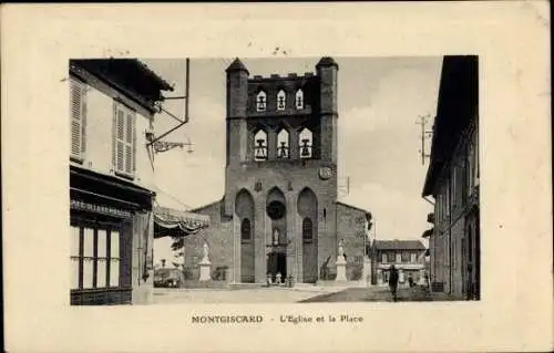 Ak Montgiscard Haute Garonne, Kirche, Platz, Gebäude,  Architektur