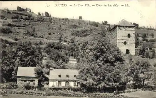 Ak Luchon Haute Garonne, Landschaftsszene, La Tour d'Oo, Route du Lac d'Oo