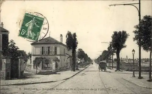 Ak Bobigny Seine Saint Denis, Route de Romainy, Quartier de la Folle