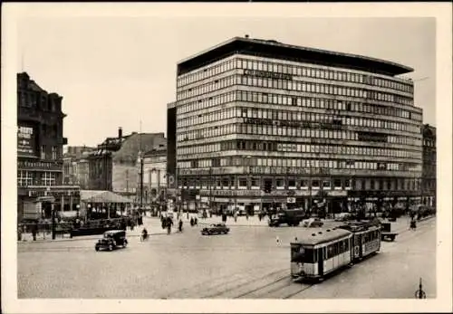Ak Berlin Tiergarten, Potsdamer Platz, Columbushaus, Straßenbahn