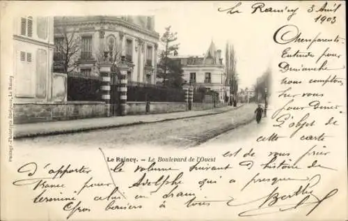 Ak Le Raincy Seine Saint Denis, Boulevard de l'Ouest, alte Gebäude, Weg mit Bäumen, 1903