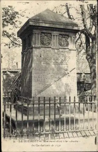 Ak Le Bourget Seine Saint Denis, Monument, Erinnerung an Kämpfer, Inschrift, Baum, Zaun