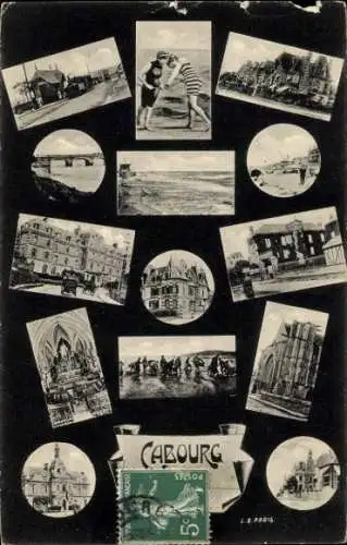 Ak Cabourg sur Mer Calvados, Schwarz-Weiß-Bilder, Strand, Gebäude, nansicht, Cabourg