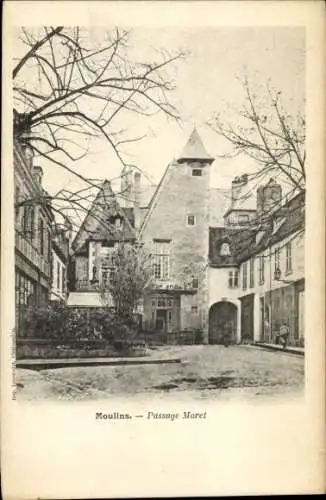 Ak Moulins Allier, Passage Moret,  Architektur, ruhige Straße, Bäume