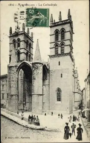 Ak Montpellier Hérault, La Cathédrale, 1856, zwei Türme,  Architektur, 