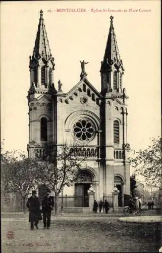 Ak Montpellier Hérault, Eglise St-François, Place Carnot,  Architektur, zwei Türme