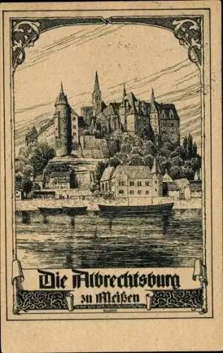 Künstler Ak Lenz, W., Meißen in Sachsen, Die Albrechtsburg vom Wasser gesehen
