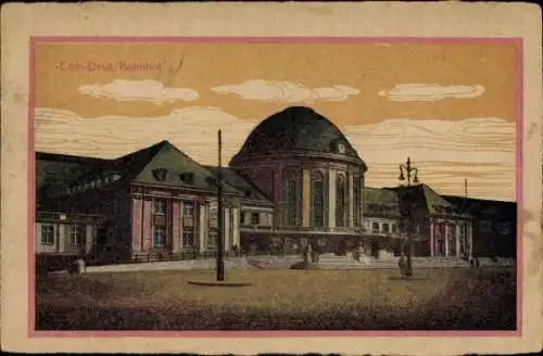 Ak Köln am Rhein, Coln-Deub Bahnhof, Bahnhofgebäude,  Architektur