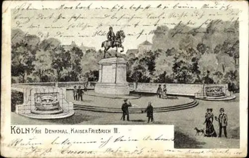 Litho Köln am Rhein, Denkmal Kaiser Friedrich III.