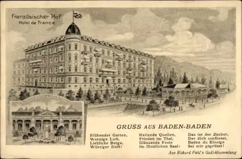 Gedicht Ak Baden Baden am Schwarzwald, Französischer Hof