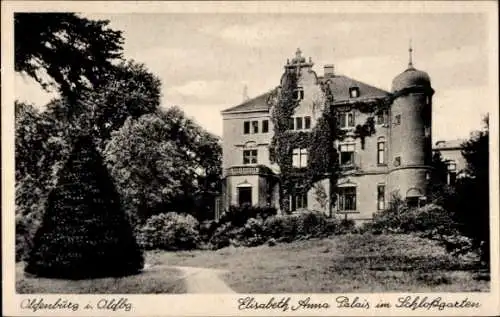 Ak Oldenburg in Holstein, Elisabeth Anna Palais, Schlossgarten, Baum, Weg
