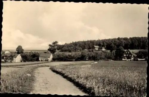 Ak Ohorn in Sachsen, Landschaft mit Feldern, Bäumen, Häusern, unbefestigter Weg, Wolken