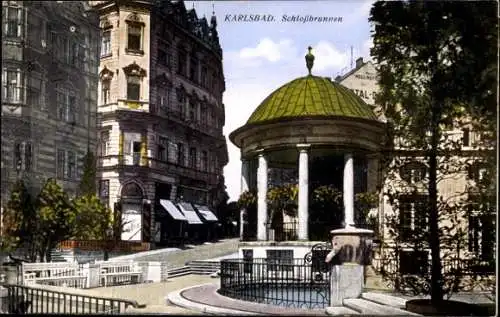 Ak Karlovy Vary Karlsbad Stadt, Schlossbrunnen