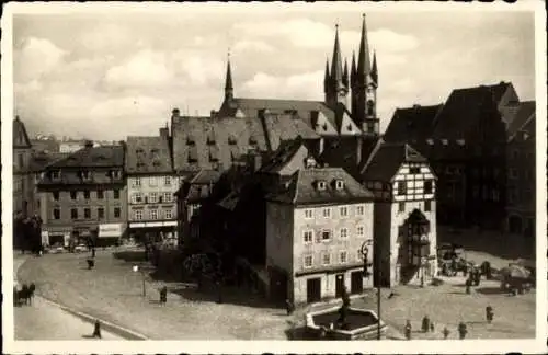 Ak Cheb Eger Reg. Karlsbad, Ansicht vom Stöckl, Platz, Denkmal, Kirche