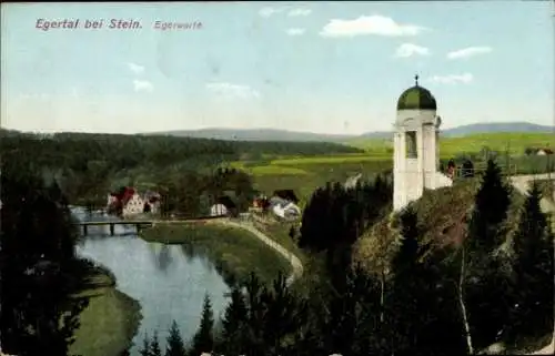Ak Egertal bei Stein Reg. Karlsbad, Egerwarte, Fluss, Brücke