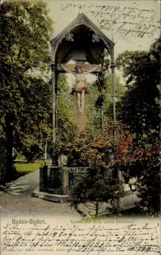 Ak Baden Baden am Schwarzwald, Kreuz auf dem alten Friedhof