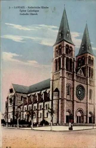 Ak Landau in der Pfalz, Blick auf die katholische Kirche
