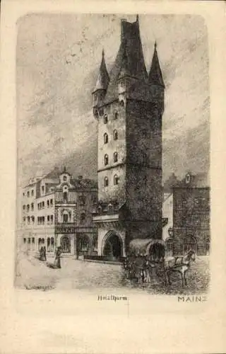 Künstler Ak Mainz am Rhein, Holzturm