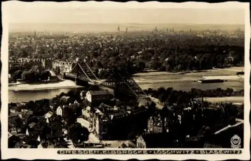 Ak Dresden Loschwitz, Panorama, Elbbrücke, Blasewitz