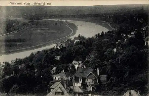 Ak Dresden Nordost Loschwitz, Blick vom Luisenhof nach Dresden, Loschwitzer Ufer