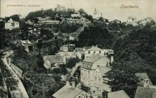Ak Dresden Loschwitz, Drahtseilbahn und Luisenhof