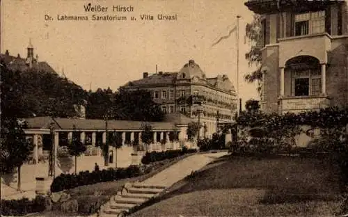 Ak Dresden Weißer Hirsch, Dr. Lahmanns Sanatorium, Villa Urvasi,  Architektur, Landschaft