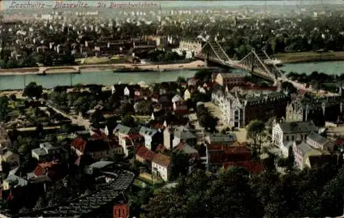 Ak Dresden Nordost Loschwitz, Blasewitz mit Schwebebahn, Panorama
