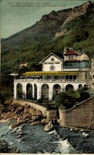 Ak Les Gorges du Loup Alpes Maritimes, Grand Hotel, Viadukt