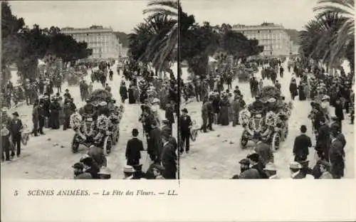 Ak Nice Nizza Alpes Maritimes, Fete des Fleurs, Blumenfestumzug, Menschenmenge, Palmen
