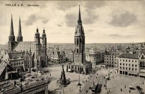 Ak Halle an der Saale, Marktplatz, Stadtansicht, Kirchen,  Architektur
