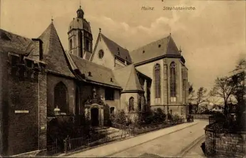 Ak Mainz am Rhein, Stephanskirche,  Architektur, Stadtansicht