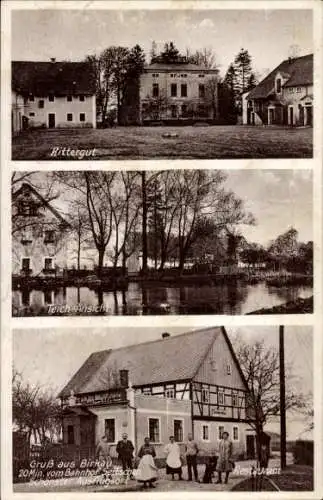 Ak Birkau Göda in der Oberlausitz, Rittergut, Teich, Restaurant