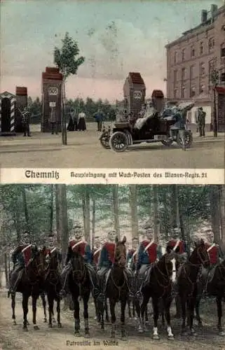 Ak Chemnitz in Sachsen, Wachposten des Ulanen-Regiments 21