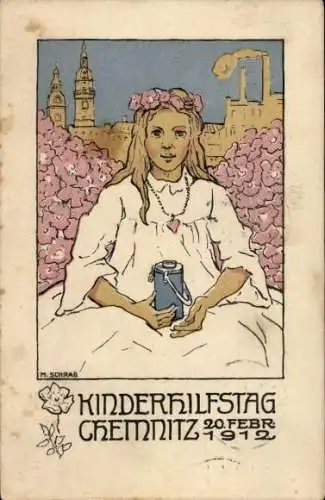Künstler Ak Schrag, M., Chemnitz in Sachsen, Kinderhilfstag 1912