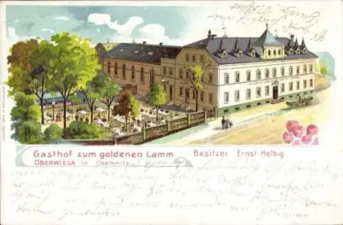 Litho Oberwiesa Chemnitz,Zum Goldenen Lamm