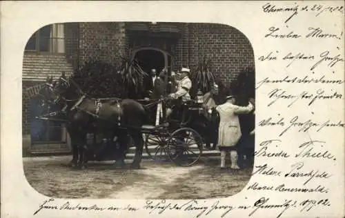 Foto Ak Chemnitz in Sachsen, Kutsche, König Albert von Sachsen