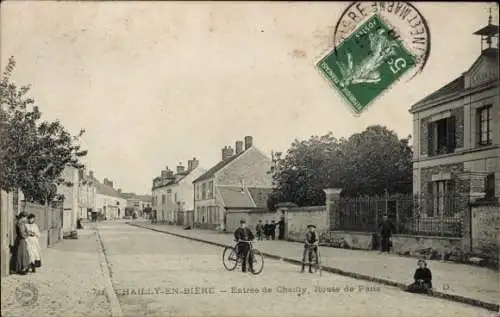 Ak Chailly en Bière Seine et Marne, Ortseingang, Route de Paris